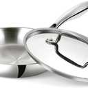 Stainless Steel 8 Inch Frying Pan, Tri-ply Clad Base Non-toxic Skillets with Stainless Steel Lid, Fast and Even Heating Stay Cool Handles Induction Dishwasher & Oven Safe PFOA Free Cookware