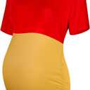 Geyoga 2 Pcs Halloween Bear Costume Kit Red and Yellow Maternity Dress Ear Costume Headband Ear Hair Hoop for Cosplay XXL