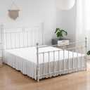 Tufted Dot Bed Skirt Full Size Ruffled Bed Skirt with Split Corners, 14 Inch Drop Dust Ruffle Bed Skirts with Platform, White