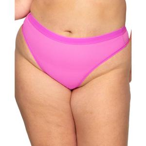 Curvy Couture Women's Sheer Mesh High Cut Thong, XS