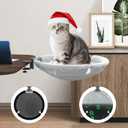 SAMAH Rotatable Cat Desk Bed, Suspended Luminous Cat Desk Hammock, Removable Faux Fur Fabric Supports Up to 30lbs, Suitable for Office Desk, Game Table, Gifts for Cats Pets