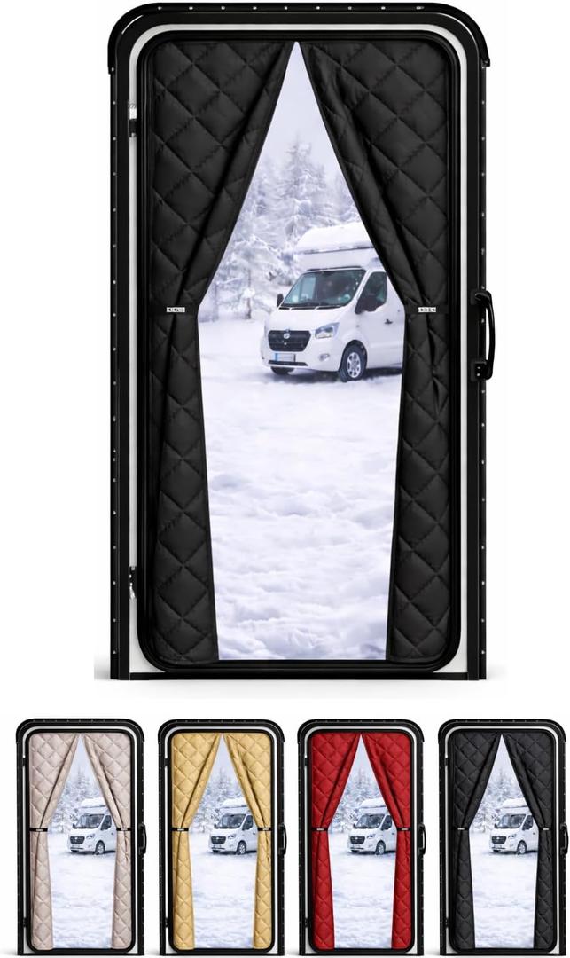 Thermal Insulated RV Door Cover Magnetic Closure for Draft-Free Winter Living RV Door Insulation Blanket for Inside Camper Keeps Heat in & Cold Out (Black), 33"W x 82"L