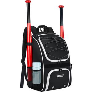 Youth Baseball Bag - Baseball Backpack Bat & Glove Holder, T-Ball & Softball Equipment & Gear,Large Main Compartment for Helmet & accessories, Fence HookInsulation Pocket (black)