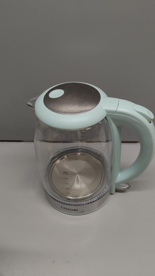 Cosori Electric Kettle, No Plastic Filter & Spout, Tea Kettle & Hot Water Boiler For Coffee & Tea, Water Heater & Teapot, Automatic Shut Off, Borosilicate glass, Green, 1.7L/1500W