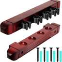 Hanaive 2 Piece 4 Pool Cues Wood Wall Rack with Clips Wall Mounted Hardwood Billiard Pool Cue Rack Finish Hardwood Cue Sticks Rack Billiard Stick Wall Rack with 4 Cue Clips for Billiard