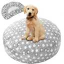 Youyole Medium Washable Round Dog Bed Cover Replacement Waterproof 30 x 30 x 10 in Round Donut Bed Cover for Dog Soft Gray Pet Beds Protector Sheet with Lovely Star Print for Donut Beds & Pet Couch