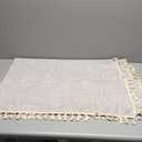 MYSKY HOME Table Cloth 60x84 in Rectangle Table, Heavy Duty Cotton Tassel Linen Look Waterproof Tablecloths Farmhouse Tablecloth, Wrinkle Free Table Cover with Beige Tassels for Kitchen Dining, Party
