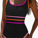 popvil Women's One Piece Swimsuits Tummy Control -Slimming Bathing Suit Neon 1 Piece Beach Outfit Sexy Sport Swim Suits, Large