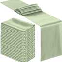 Bencailor 24 Pcs Satin Table Runner Bulk 12 x 108 Inches Long Table Runners Bright Smooth Fabric Tablecloth for Wedding Banquet Birthday Holiday Graduation Party Decorations(Green)