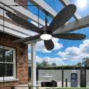 52" Outdoor Ceiling Fan With Light, Plug In Ceiling Fan With Remote, Waterproof IP67 Outdoor Fans For Patios, Gazebo Fan With Light 6 Speed DC Motor 3CCT LED, Black For Porch Pergola Gazebo Patio