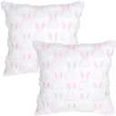 Pistha Easter Pillow Covers 18x18 inch Set of 2, Soft Pink Rabbit Ears Throw Pillow Covers for Easter Home Sofa Bed Decor