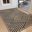 Door Mat Indoor Outside Entrance 17"x30", Low-Profile Non Slip Outdoor Inside Doormat Entryway Mat, Dirt Resistant Absorbent Front Porch Welcome Entry Mats, Washable Easy Clean, Brown