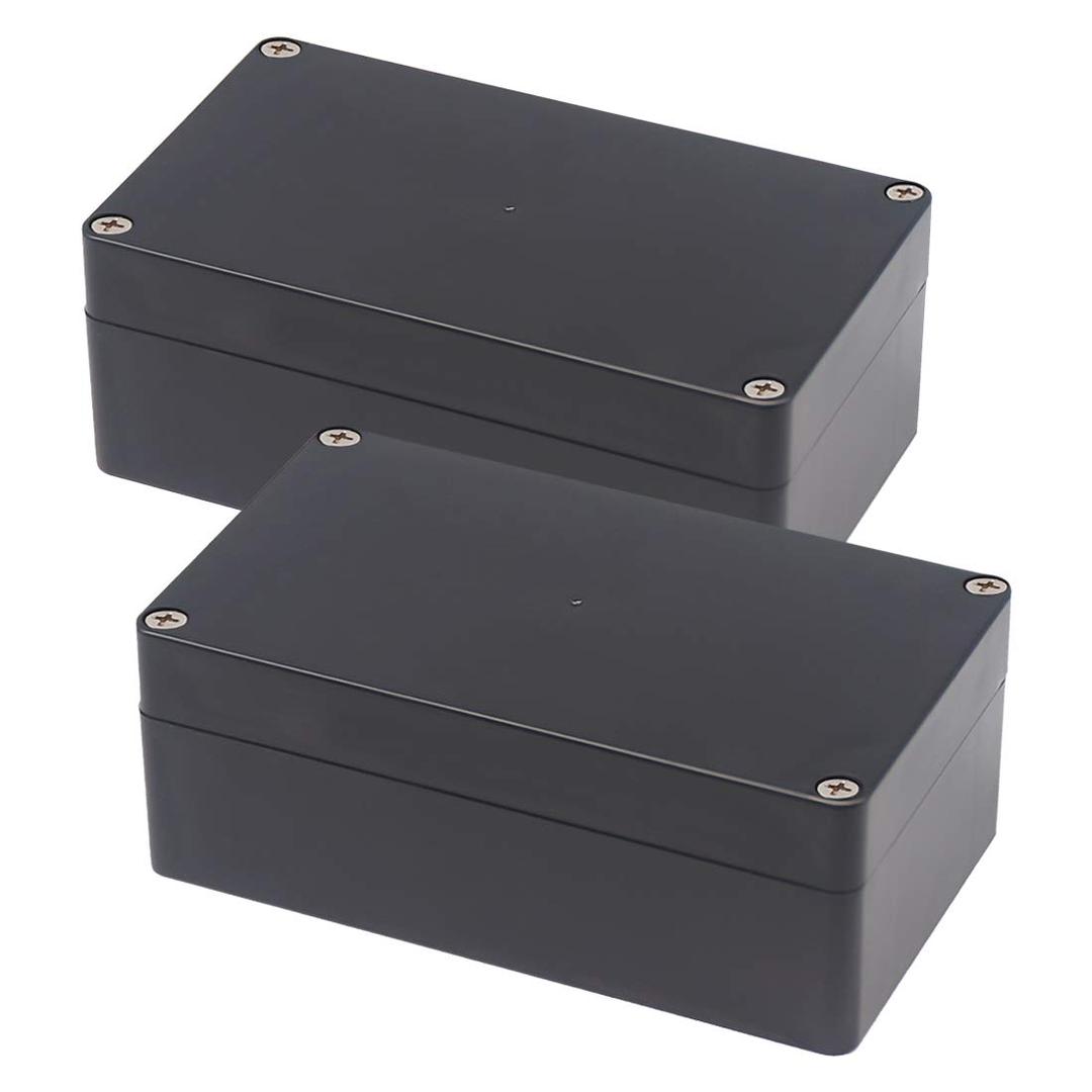 Junction Box, Zulkit Project Box IP65 Waterproof Outdoor Box ABS Plastic Electrical Boxes Electronic Enclosure Black 6.22 x 3.54 x 2.36 inch (158 x 90 x 60 mm) (Pack of 2)