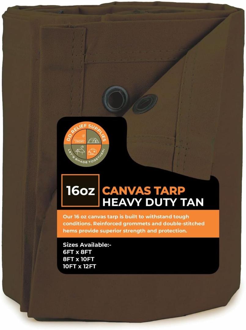 Brown Tarps 10x12 Ft Heavy Duty & Waterproof with Grommets, Thick Durable, Multipurpose Tarpaulin Cover, UV & Tear Resistant for Camping, Outdoor, Tent, Trailer, Equipment & Machinery