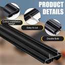 Pushglossy 1 Pcs 36" Double Bubble Kerf Door Sweep 1-3/4" Wide Vinyl Weatherstrip Seal for Exterior Doors, Energy Efficient Draft Stopper, Easy Slide in Installation, Blocks Dust/insects/noise (Black)