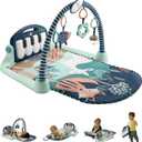 Fisher-Price Baby Playmat Kick & Play Piano Gym with Musical and Sensory Toys for Newborn to Toddler, Navy Fawn