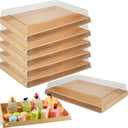 5 Pack 11" x 7.5" Serving Trays Sets Catering Trays with Lids, Paper Charcuterie Boxes with Clear Lids, Party Platters Take Out Food Containers for Snacks Fruit Cookies Dessert Sandwiches (Small)