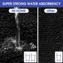 ACCUMTEK Striped Black Bathroom Rug Set 3 Pieces Ultra Soft, Non Slip Chenille Toilet Mat, Absorbent Plush Shaggy Bath Mats for Bathroom, Bedroom, Kitchen (2'8"x1'8"+2'1'5"+U Shape 2'x1'8")