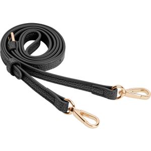 SEAVILIA PU Leather Purse Strap Replacement Crossbody Adjustable Long Thin Handmade Shoulder Handbags Strap (Thin (0.47" W x 43" to 51" L Adjustable), Black & Gold Hardware)
