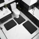 Yimobra Memory Foam Bath Mat, Super Soft Absorbent Bathroom Rug Non Slip, Quick Dry, Machine Washable Floor Carpet for Tub Shower, Home Decor Accessories, 24x17, Black