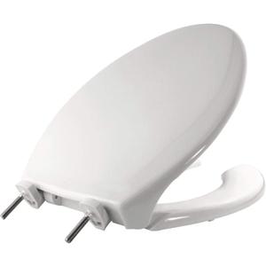 BEMIS 7850TDG Commercial Heavy Duty Open Front Toilet Seat with Cover, Industrial Seat with Secure Installation, Elongated, White
