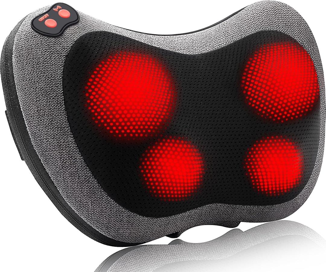 Papillon Shiatsu Back and Neck Massager with Heat, Deep Tissue Kneading,Electric Massage Pillow for Back,Shoulders,Legs,Foot,Body Muscle Pain Relief,Use at Home,Car,Office (Gray)