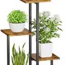 iDavosic.ly 4 Tier Plant Stand Indoor, Tiered Corner Plant Shelf for Multiple Plants, Metal Wood Tall Plant Display Rack Flower Holder for Patio Porch Garden Balcony Bedroom, Black