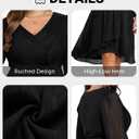 Talisea Plus Size Cocktail Dress - Formal Wedding Guest Fall Long Sleeve A Line Pleated V Neck Midi Dresses for Curvy Women (Black), 14W