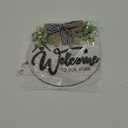 12 Inch 3D Welcome Sign for Front Door- Farmhouse Welcome Door Sign for Front Porch DecorWooden Door Decorations Outdoor Hanging Home SignsDoor Wreaths for Front Door Outside All Season (white)