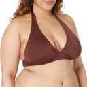 Amazon Essentials Women's Light-Support Tie Halter Bikini Swimsuit Top (Available in Plus Size) (Deep Brown)