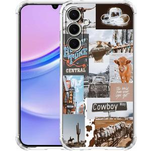 Cowboy Cowgirl Case for Samsung Galaxy A15,Western Natural Scenery Pattern,Soft TPU Bumper Case for Galaxy A15 4G/5G,6.5"