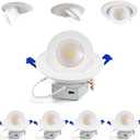 Adetu 6 inch 5CCT Gimbal Led Recessed Lights, 360+90 Adjustable Directional Recessed Lighting, 2700K/3000K/3500K/4000K/5000K Dimmable Remodel Eyeball Canless Downlight with Jbox, ETL (White,4 Pack)