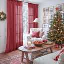 BGment Long Linen Semi Sheer Curtains 102 Inch Length for Living Room, Burgundy Lightweight Window Drapes for Bedroom with Rod Pocket Rustic Textured, 2 Panels Set, Each 52 Inch Wide