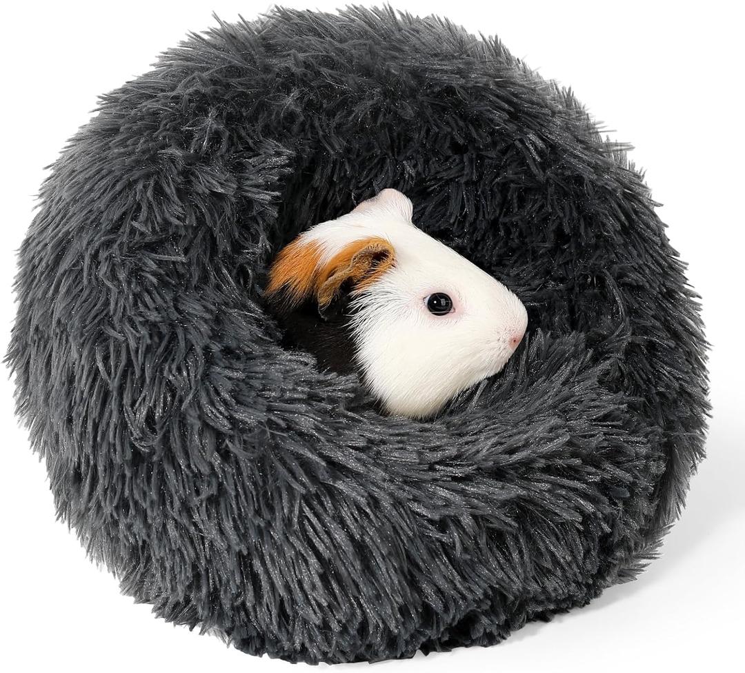 Plush Guinea Pig Bed, Small Pet Hideout, 13 x 13 x 3.54 inches, Dark Grey