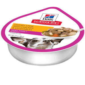 Hill's Science Diet Adult 7+ Small Paws Savory Stew With Chicken And Vegetables Dog Food, 3.5 Oz.  BB D8/2027