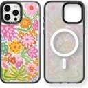 Magnetic for iPhone 13 Pro Max Magsafe Case Cute Aesthetic - Durable Shockproof 6.6 ft Drop Impact Phone Case Cover with Funny Fashion Passion Flower 6.7" Black