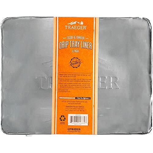 Traeger Grills BAC458 Ranger/Scout Drip Tray Liner Grill Accessory, 5 Count