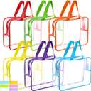 6 Packs Large Clear Makeup Bag Waterproof Clear Comestic Toiletry Organizer Bags with Handle, Reusable PVC Storage Bags with Zipper for Travel (Colorful)