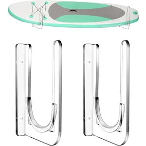 Yousoontic Surfboard Wall Mount Sup Paddle Board Rack Clear Acrylic Paddle Board Holder Wall Display Horizontal Storage Holder for Sup, Holds 50 Lbs