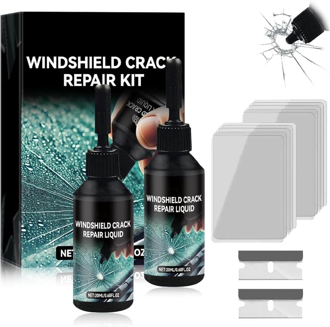 Car Windshield Crack Repair Kit, 2025 Upgrade Glass Repair Liquid for Cracks Glass Cracks Gone Repair Kit, Quick Fix Windshield & Glass Repair Tools (2pcs)