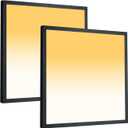 2x2 FT LED Flush Mount Panel Light 5000K 4000K 3000K Selectable & Dimmable, Black Square Surface Mount led Ceiling Light, 40W, 4400LM, 100-277V, ETL Listed, 2 Pack
