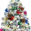 2FT Small Snowy Artificial Mini Christmas Tree with Lights - Table Top Christmas Decorations for Indoor/Outdoor DIY Home Decor & Party Gifts