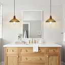 Pendant Lights Kitchen Island 2 Pack 9.84 Vintage Pendant Lighting Textured Glass Shade Small Hanging Lights Fixture Single Farmhouse Chandelier for Dining Room Bedroom Bar, Adjustable Height (gold and wood)