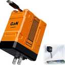 Upgraded 2 in 1 Fast Charger 120w, 2025 New Retractable Scalable Super Fast Charger Module, Foldable Charging Adapter Wall Plug for All Smartphones (Orange)