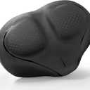 Xmifer Oversized Bike Seat - Comfortable Bicycle Saddle, Middle Groove Design, 2.95" Thick Memory Foam, Universal Fit Indoor Outdoor, Exercise or Road Bikes (Noseless Black)