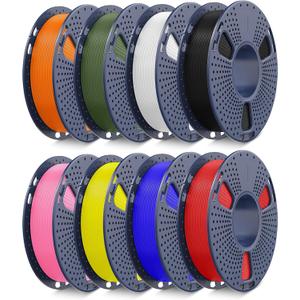 JAYO Rapid PLA 3D Printer Filament Bundle 2KG, High Speed PLA Filament 1.75mm 50mm/s - 600mm/s Print Range, 8 Pack 250g Spool Filament (Black, White, Blue, Red, Pink, Orange, Yellow, Olive Green)