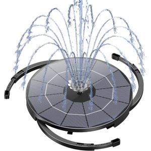 AISITIN Solar Fountain Pump for Bird Bath Upgraded 2024, 3.5W Solar Water Pump DIY Kit with 9.8ft Cord & Multiple Nozzles, Solar Bird Bath Fountain with Wire for Garden, Ponds and Outdoor (Black)