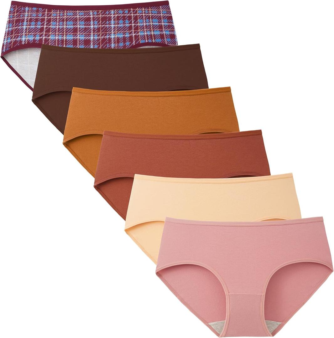INNERSY Womens Underwear Cotton Hipster Panties Regular & Plus Size 6-Pack (Large, Retro Plaid)