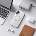 for iPhone 17 Case with Stand White, Fits MagSafe Ring, Military-Grade Drop Protection, Build in Kickstand,Slim Matte Finish Shockproof Phone Cover 6.3"