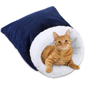 Large Cat Sleeping Bag Cozy 360 Wrap Plush Sleeping Bag for Winter Fluffy Soft Cat Bed Cave Comfortable Sack for Small Medium Large Adult Pet Indoor, 23.6 x 18.5 x 11.8 Inches